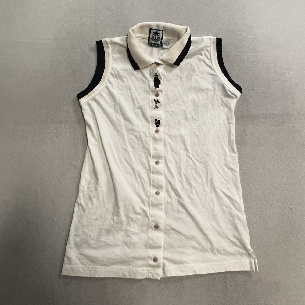 Vintage IZOD Golf Sleeveless Polo Shirt Top Women's Size Small Button Down 90s